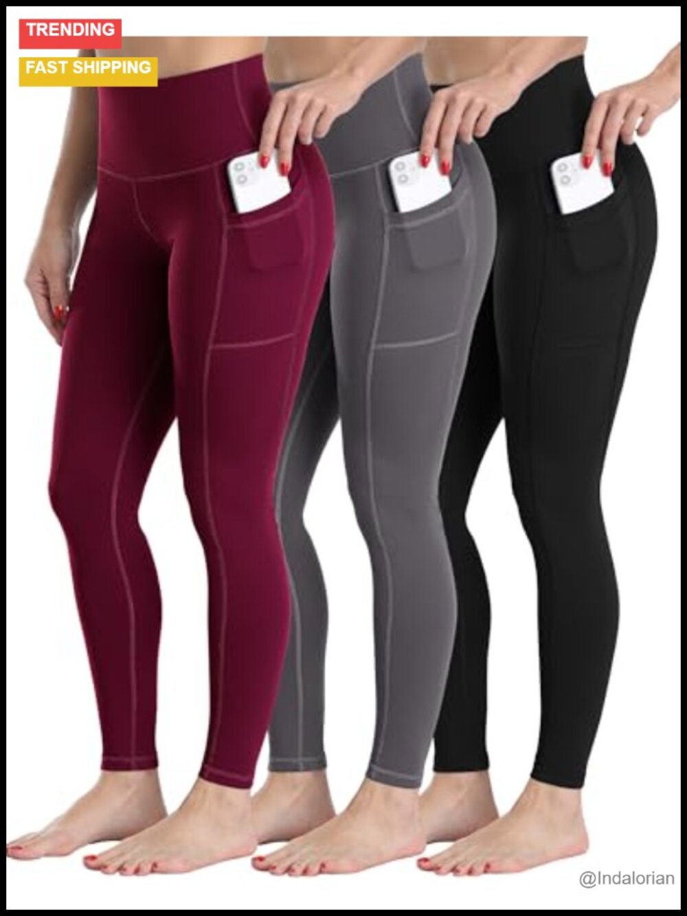 Fleece Lined Leggings Women High Waisted Winter Thermal Yoga Pants with Pockets